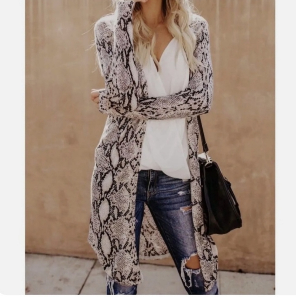Vici Animal Print Open Front Cardigan Duster.